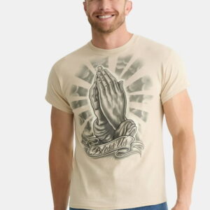 Bless Us Praying Hands Christian Graphic T-Shirt front design