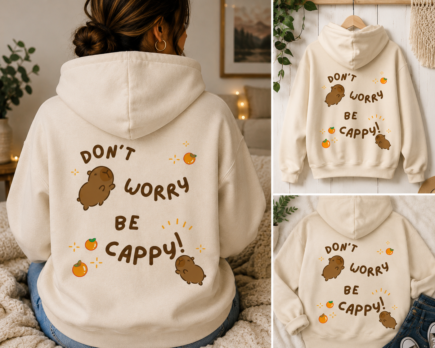 Cartoon Capybara Hoodie — Kawaii Graphic Pullover - Image 3