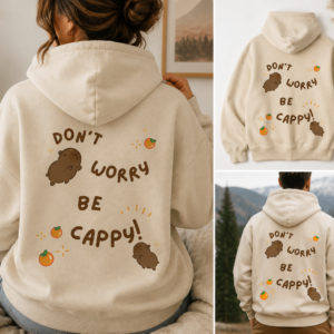 Cartoon Capybara Hoodie — Kawaii Graphic Pullover