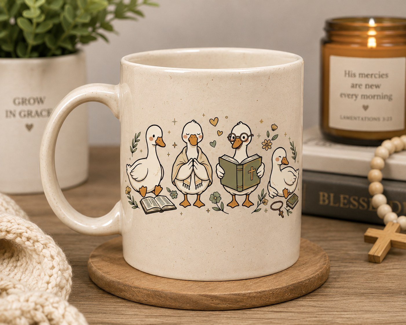Faith Geese Mug - Cute Christian Bible Study Ceramic Coffee Mug - Image 2