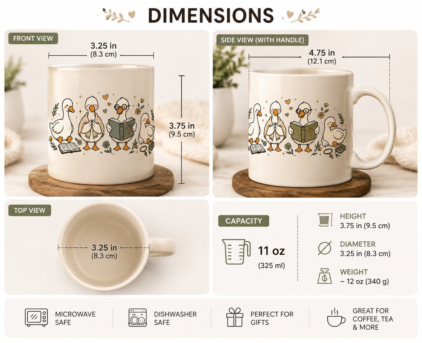 Faith Geese Mug - Cute Christian Bible Study Ceramic Coffee Mug - Image 3