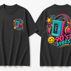 90's Vibes retro Walkman t-shirt in black