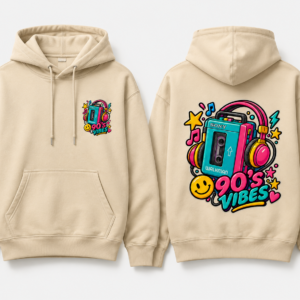 90's Vibes retro Walkman hoodie in sand