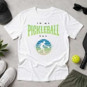 In My Pickleball Era vintage badge design t-shirt, white